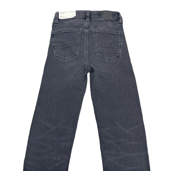 NWT AMERICAN EAGLE Super Hi-Rise Jegging Destroyed Hem Sz 000 Blue Black - Picture 5 of 7